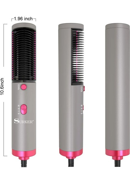 3'ü 1 Arada Saç Düzleştirici, Fön Makinesi ile Hızlı Kuruyan Ptc Seramik Kaplama Negatif Iyon Fırçası Saç Şekillendirme Için (Yurt Dışından) fırsatları