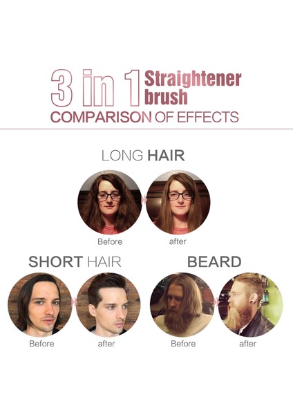 Ubeator - 3'ü 1 Arada Kadın ve Erkek Sakal Seramik Saç Şekillendirici Tarak Sıcak Hava Fırçaları Düzleştirici ALETLER-599-SIYAH (Yurt Dışından) fiyatları