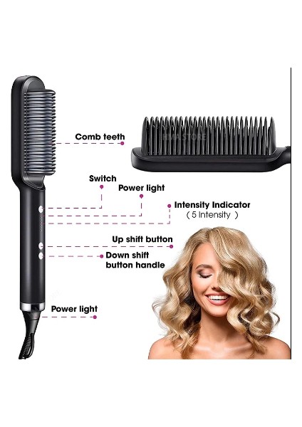 (Orijinal) 909 Fırça Saç Düzleştirici Fırçası Kızlar Için Tarak Stili / Saç Şekillendirici Saç Tarak Fırçası Sıcaklık Ayarlı (Yurt Dışından) modelleri