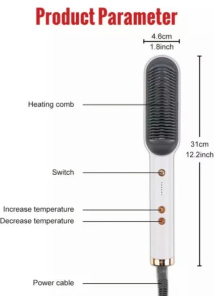 Kızlar ve Kadınlar Için Elektrikli Profesyonel Saç Düzleştirici Fırça Veya Tarak (Yurt Dışından) modelleri