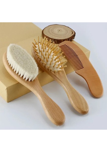 Yenidoğan Bebek Ahşap Fırça Bebek Doğal Yün Tarak Yenidoğan Saç Fırçası Bebek Kafa Doğum/vaftiz/doğum Günü Bebek Duş Hediyesi (Yurt Dışından) modelleri