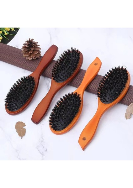 Yeni Varış Saç Fırçası Ahşap Saplı Domuzu Kıl Sakal Tarak Şekillendirici Dolaşık Açıcı Düzeltin Kahverengi Lotus Domuzu Kıllar Masaj Tarak (Yurt Dışından)