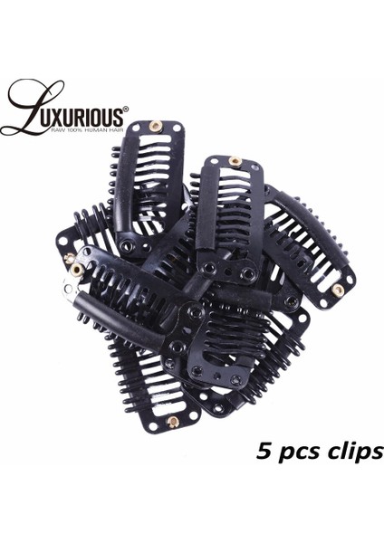 Lüks 5 Adet Siyah Paslanmaz Çelik Peruk Klipler Tarak Çıtçıtlı Tokalar Kauçuk ile Saç Uzatma Peruk Dıy 6 Diş Snap-Tarak (Yurt Dışından)