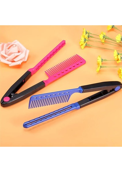 Düz Tarak Doğrultma Tarak Salon Saç Fırçası Tarak Kuaförlük Şekillendirici Saç Düzleştirici V-Şekilli Düz Tarak Düzleştirici (Yurt Dışından)