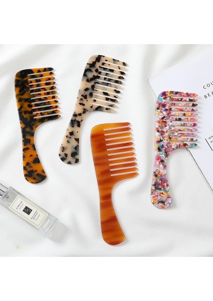 Tifcojew Asetat Plaka Tarak Leopar Baskı Anti-Statik Saç Tarağı Geniş Diş Mermer Saç Tarağı (Yurt Dışından)