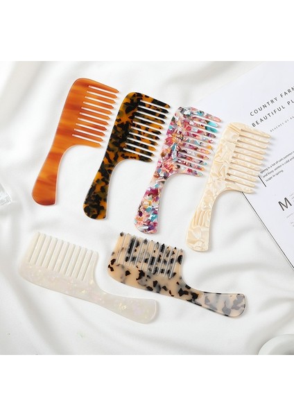 Tifcojew Asetat Plaka Tarak Leopar Baskı Anti-Statik Saç Tarağı Geniş Diş Mermer Saç Tarağı (Yurt Dışından) indirimleri