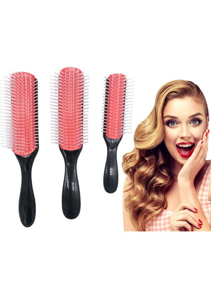 Adet 9-Rijen Dolaşık Açıcı Saç Fırçası Denman Ontklitter Haarborstel Draagbare Hoofdhuid Masaj Rechte Krullend Natte Anti-Statische Haar Kam (Yurt Dışından)