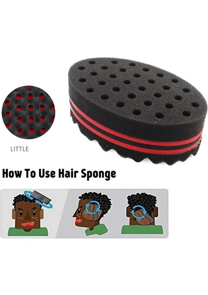 Afrika Sihirli Berber Sünger Saç Fırçası Siyah Adam Saç Büküm Sünger Çift Taraflı Sihirli Saç Kıvırmak Örgü Dreads Sünger Fırça (Yurt Dışından) modelleri
