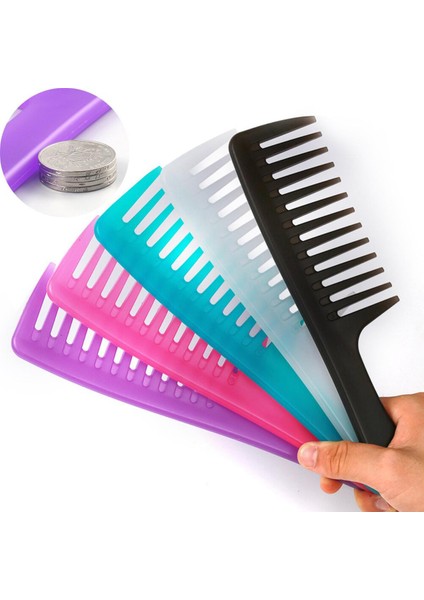 Anti-Statik Büyük Geniş Diş Tarak Kuaförlük Tarak Kadın Asılı Delik Kolu Kavrama Kıvırcık Saç Şekillendirici Saç Fırçası Güzellik Saç Tarak (Yurt Dışından)