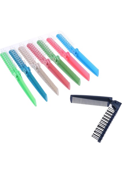 Kadın Seyahat Taşınabilir Dıy Saç Güzellik Plastik Tarak Masaj Fırçası Çift Başlı Dişli Katlanabilir Saç Tarak Kuaförlük Araçları (Yurt Dışından)