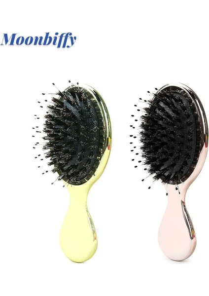 Kız Mini Saç Fırçası Altın ve Gümüş Renk Oval Tarak Saç Fırçası Anti Statik Saç Tarak Kadın Kuaförlük Masaj Tarak Fırça Saç (Yurt Dışından)