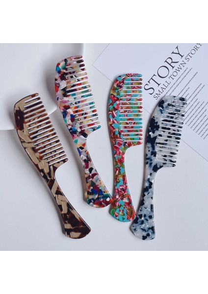 Yeni Kore Asetat Plaka Kuaförlük Saplı Tarak Basit Retro Mermer Desen Kafa Tarak Saç Tarak Kadın Saç Tarakları (Yurt Dışından) fiyatları