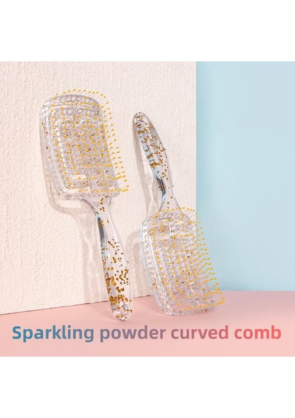 Şeffaf Glitter Toz Büyük Kavisli Tarak Içi Boş Kaburga Tarak Bayanlar Düz Kıvırcık Saç Kabarık Şekillendirici Tarak (Yurt Dışından) fiyatları