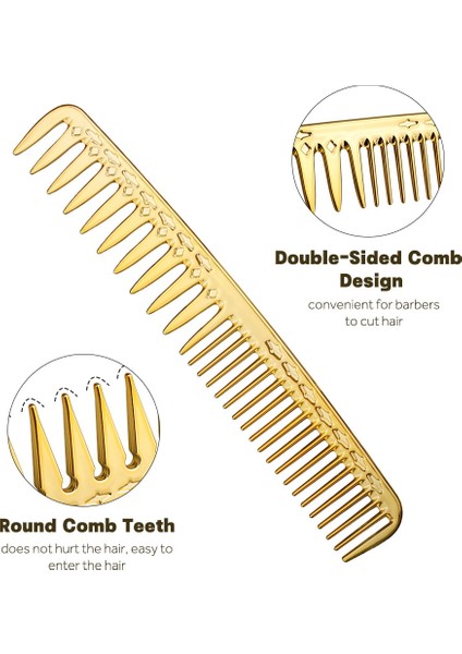 Cestomen Saç Kesme Tarağı Elektrolizle Yüzey Kuaförlük Altın Geniş Diş Tarak Yağ Kafa Şekillendirici Tarak Berber Saç Kesimi Araçları (Yurt Dışından) modelleri