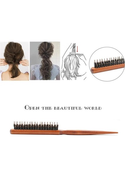 Yüksek Kaliteli Ahşap Saplı Doğal Domuzu Kıl Saç Fırçası Kabarık Tarak Kuaförlük Berber Saç Şekillendirici Araçları (Yurt Dışından) modelleri