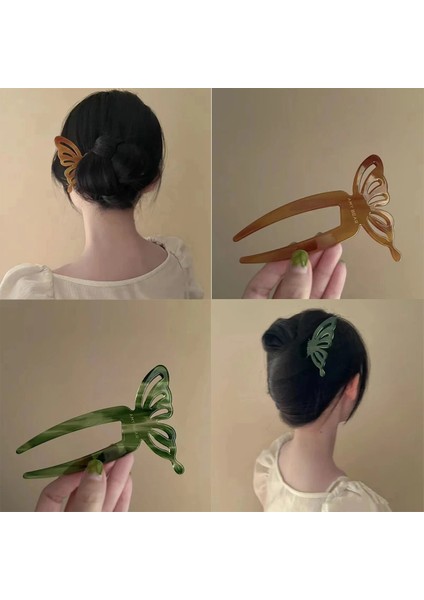 Moda Saç Aksesuarları Vintage Kelebek Saç Tokası U Şekli Saç Tokası Kadınlar Için Çin Tarzı Zarif Geometrik Firkete Şapkalar (Yurt Dışından)