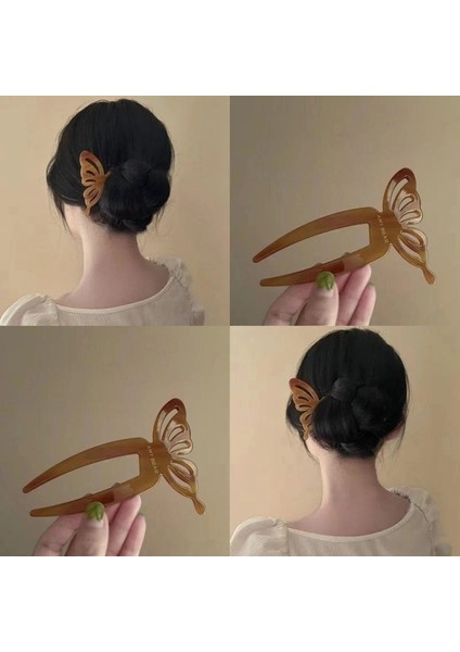 Moda Saç Aksesuarları Vintage Kelebek Saç Tokası U Şekli Saç Tokası Kadınlar Için Çin Tarzı Zarif Geometrik Firkete Şapkalar (Yurt Dışından) fiyatları