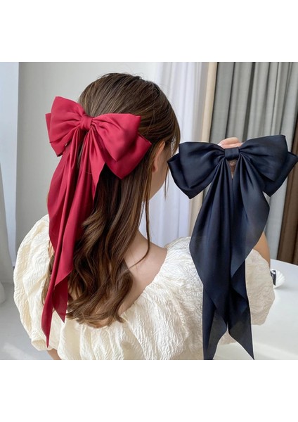 Büyük Yay Tokalar Büyük Yay Retro Düz Renk Yüksek Kaliteli Saç Tokaları Yay Kadın Tatlı Kız Bayanlar Moda Saç Aksesuarları Sıcak (Yurt Dışından)