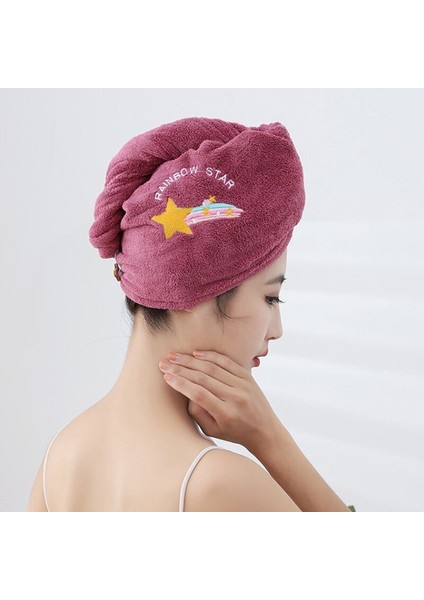 Adet Meyve Yıldızı Sihirli Mikrofiber Duş Başlığı Nakış Havlu Banyo Şapkası Kuru Saç Boneleri Hızlı Kuruyan Yumuşak Bayan Türban Kafa 25X68CM (Yurt Dışından) fiyatları