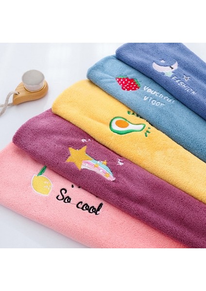Adet Meyve Yıldızı Sihirli Mikrofiber Duş Başlığı Nakış Havlu Banyo Şapkası Kuru Saç Boneleri Hızlı Kuruyan Yumuşak Bayan Türban Kafa 25X68CM (Yurt Dışından) fırsatları
