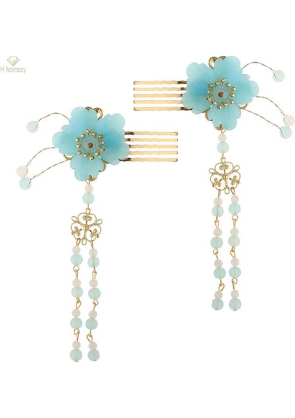 2x 2 Adet El Yapımı Püskül Firkete Saç Tokası Saç Sopa Iğneler Seçtikleri Mavi (Yurt Dışından) fırsatları