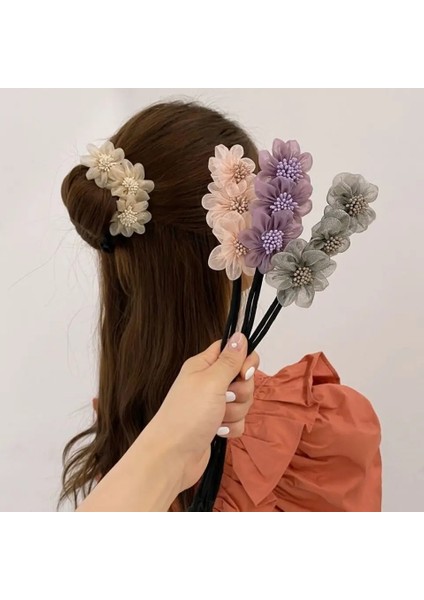 Kadınlar Zarif Tomurcuk Şifon Çiçek Bun Maker Maruko Saç Yapımı Uzun Aracı Tatlı Saç Örgü Halat Hairbands Kore Aksesuarları (Yurt Dışından) fiyatları