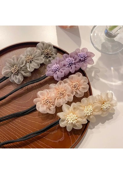 Kadınlar Zarif Tomurcuk Şifon Çiçek Bun Maker Maruko Saç Yapımı Uzun Aracı Tatlı Saç Örgü Halat Hairbands Kore Aksesuarları (Yurt Dışından) fırsatları