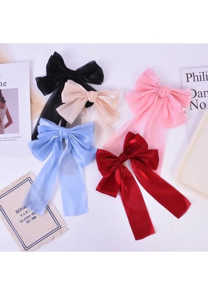 2023 Kızlar Mavi Pembe Büyük Yay Şerit Saç Tokası Zarif Basit Ilkbahar Yaz Saç Tokası Pimleri Retro Kafa Bandı Klipleri Saç Aksesuarları (Yurt Dışından) indirimleri