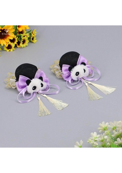 2x Çin Tarzı Saç Klipleri Panda Barrette Hanfu Qipao Püskül Yapış Tokalar Menekşe (Yurt Dışından) fiyatları