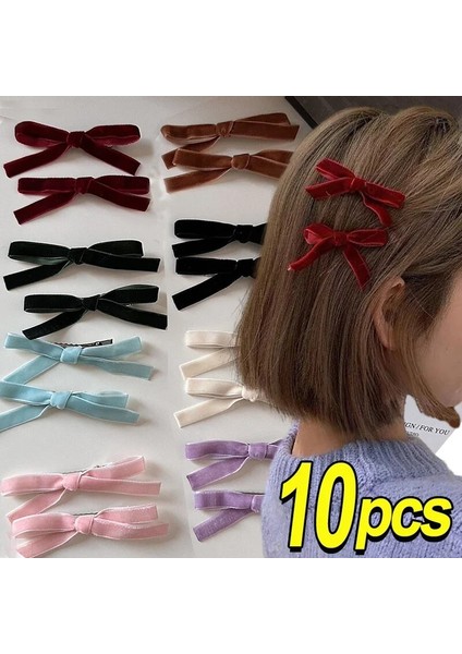 1/10 Adet Dopamin Rengi Vintage Kadife Yay Saç Tokası Sevimli Işık Premium Hissediyorum Kelebek Firkete Tatlı Serin Kore Saç Aksesuarları (Yurt Dışından)