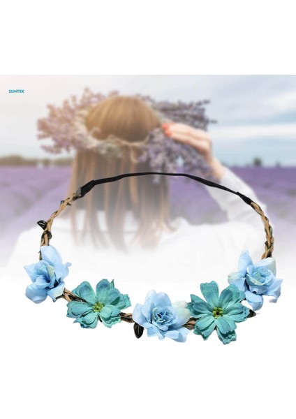 Çiçek Bandı Bohemian Headdress Kafa Çelenk Brid Garland Charm Başlığı Cadılar Bayramı Kostüm Tatil Kadınlar Için Saç Aksesuarı, Mavi (Yurt Dışından) fiyatları
