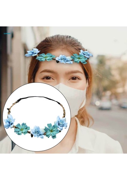 Çiçek Bandı Bohemian Headdress Kafa Çelenk Brid Garland Charm Başlığı Cadılar Bayramı Kostüm Tatil Kadınlar Için Saç Aksesuarı, Mavi (Yurt Dışından) modelleri