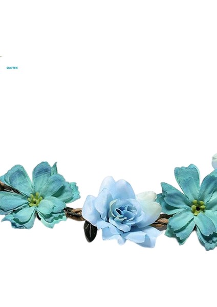 Çiçek Bandı Bohemian Headdress Kafa Çelenk Brid Garland Charm Başlığı Cadılar Bayramı Kostüm Tatil Kadınlar Için Saç Aksesuarı, Mavi (Yurt Dışından) fırsatları