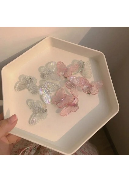 Adet Moda Kızlar Şeffaf Kelebek Pembe Saç Tokası Çocuk Kalp Şekli Saç Klipleri Kadın Tokalarım Kafa Bandı Saç Aksesuarları (Yurt Dışından) fırsatları