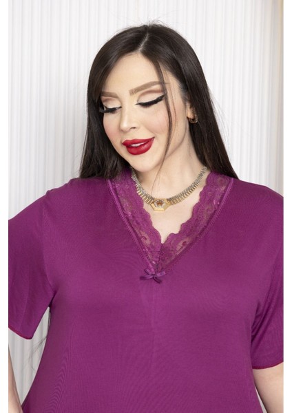 Bambu V Yaka Dantel Detaylı Eteği Kloş Elbise Büyük Beden 6xl modelleri