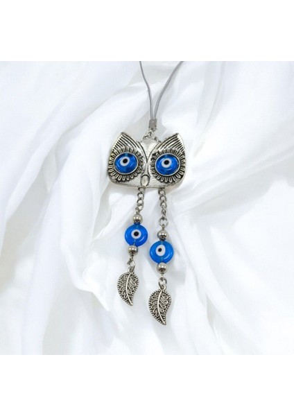 El Yapımı Cam Nazar Boncuklu Salkım Baykuş Araba Dikiz Ayna Süsü, Yeni Araba Hediyesi