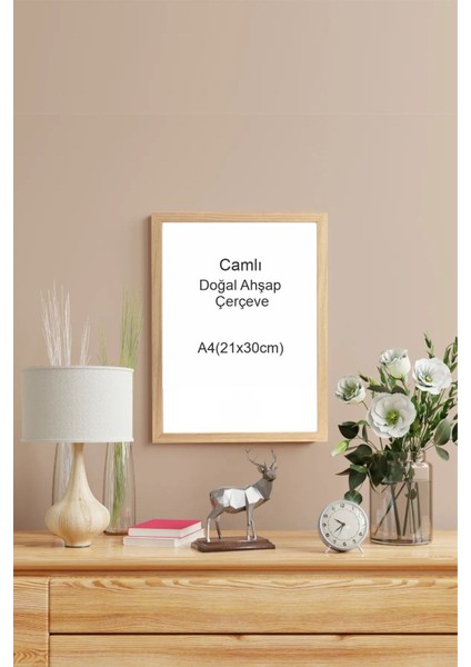 Gerçek Camlı A4 Çerçeve 21 cm x 30 cm Poster Sertifika Belge Diploma Çerçevesi