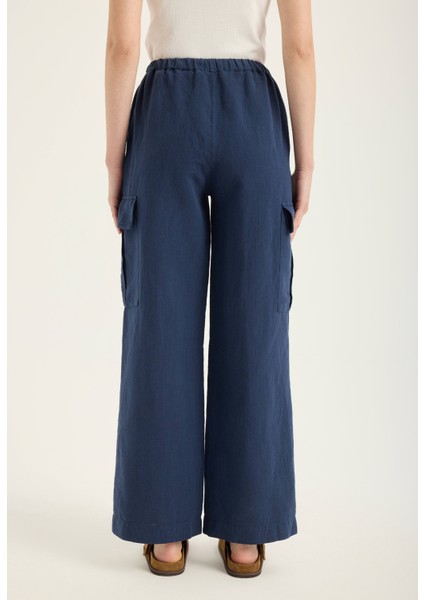 %100 Keten Kargo Pantolon