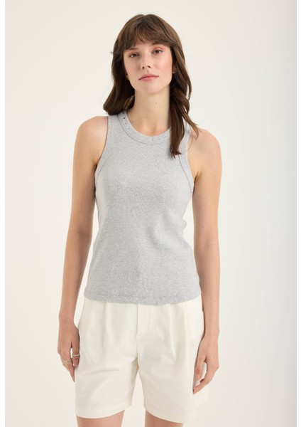 Taşlı Halter Yaka Bluz