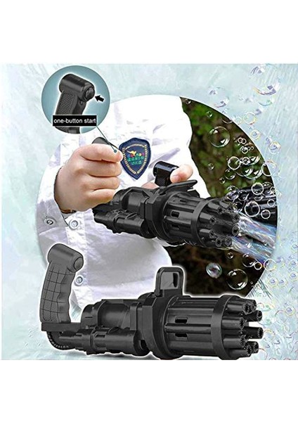 Siyah Çoklu Köpük Atan Köpük Tabancası Bubbles Gun Baloncuk Tabancası Pilli Köpük Makinası Black Gun