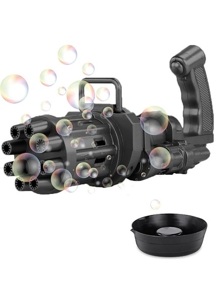 Siyah Çoklu Köpük Atan Köpük Tabancası Bubbles Gun Baloncuk Tabancası Pilli Köpük Makinası Black Gun