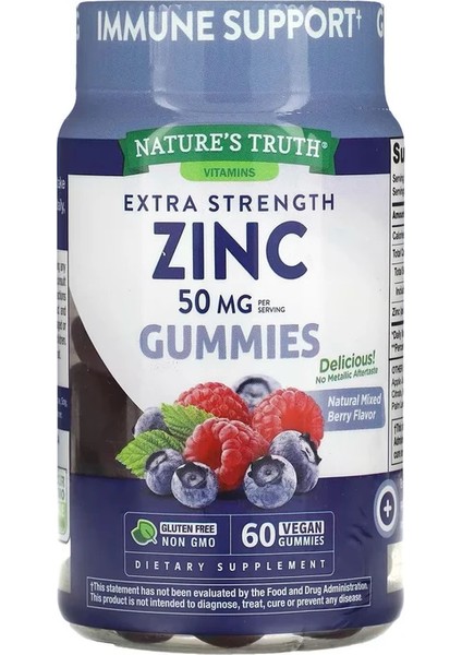 Zinc, Natural Mixed Berry, 50 mg 60 Vegan Gummies
