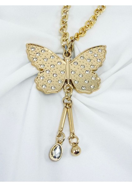 Parlak Taşlı Salkım Kelebek Araba Dikiz Ayna Süsü, Altın Renkli Zincirli Yeni Araba Hediyesi modelleri