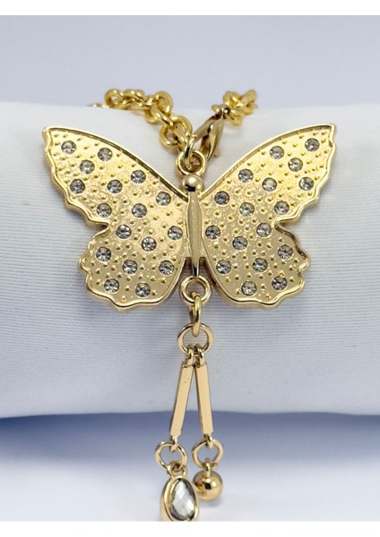 Parlak Taşlı Salkım Kelebek Araba Dikiz Ayna Süsü, Altın Renkli Zincirli Yeni Araba Hediyesi indirimleri