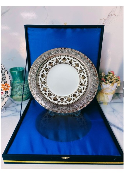 Gümüş Tepsili Plaket Tabak Kadife Kutulu fiyatları