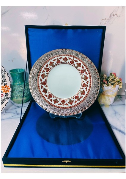 Gümüş Tepsili Plaket Tabak Kadife Kutulu fiyatları