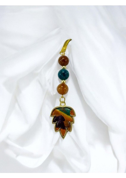 Doğal Taşlı Sonbahar Yaprak Araba Dikiz Ayna Süsü, Yaprak Yeni Araba Hediyesi