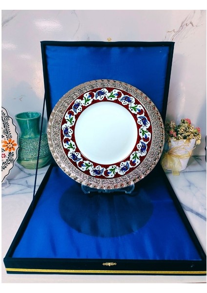 Gümüş Tepsili Plaket Tabak Kadife Kutulu fiyatları