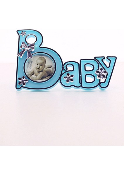 2 Adet Baby Yazılı Sevimli Mini Resim Çerçevesi Mavi
