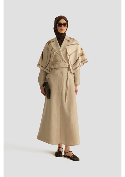 Kruvaze Detaylı Keten Takım 25Y6011 Naturel